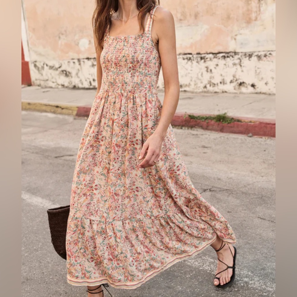 Marine Layer Pink Smocked Tiered Sundress